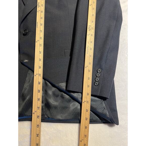 Hart Schaffner Marx 44L 37x32 Solid Navy Blue Nailhead Quality 2 Piece Suit - Picture 13 of 16